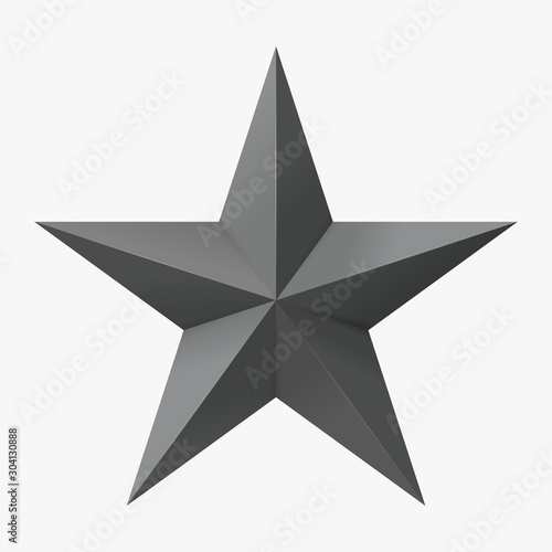 Gray Five-Pointed Military Star. Icon, Sign, Logo, Design Element