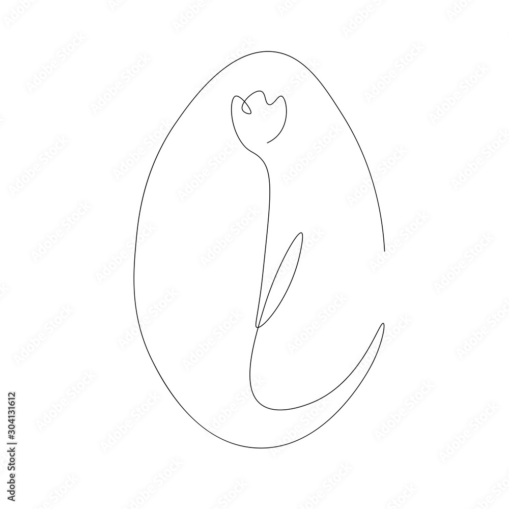 Easter egg, line drawing vector illustration Easter egg, line drawing vector illustration