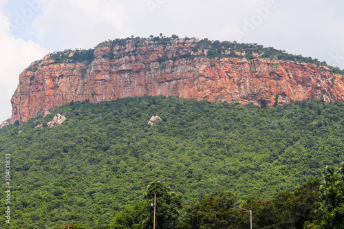 Rocky Hill on the Top of Trees and Greenery Below at Tirupati India Landscape