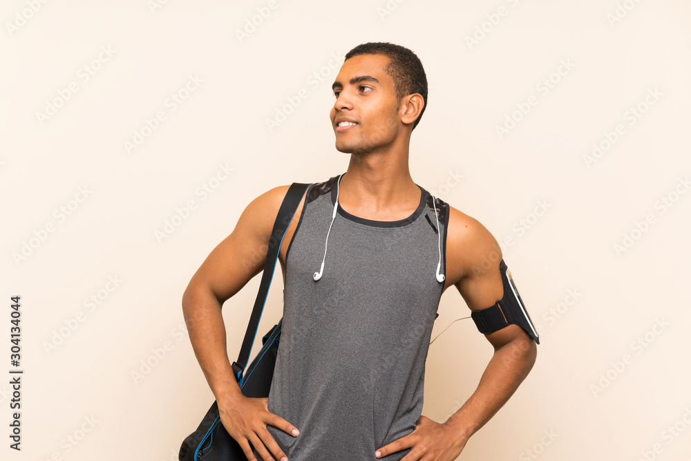 Sport man over isolated background looking side
