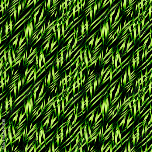 hand drawn tropical green leaves on a dark background  seamless pattern illustrations