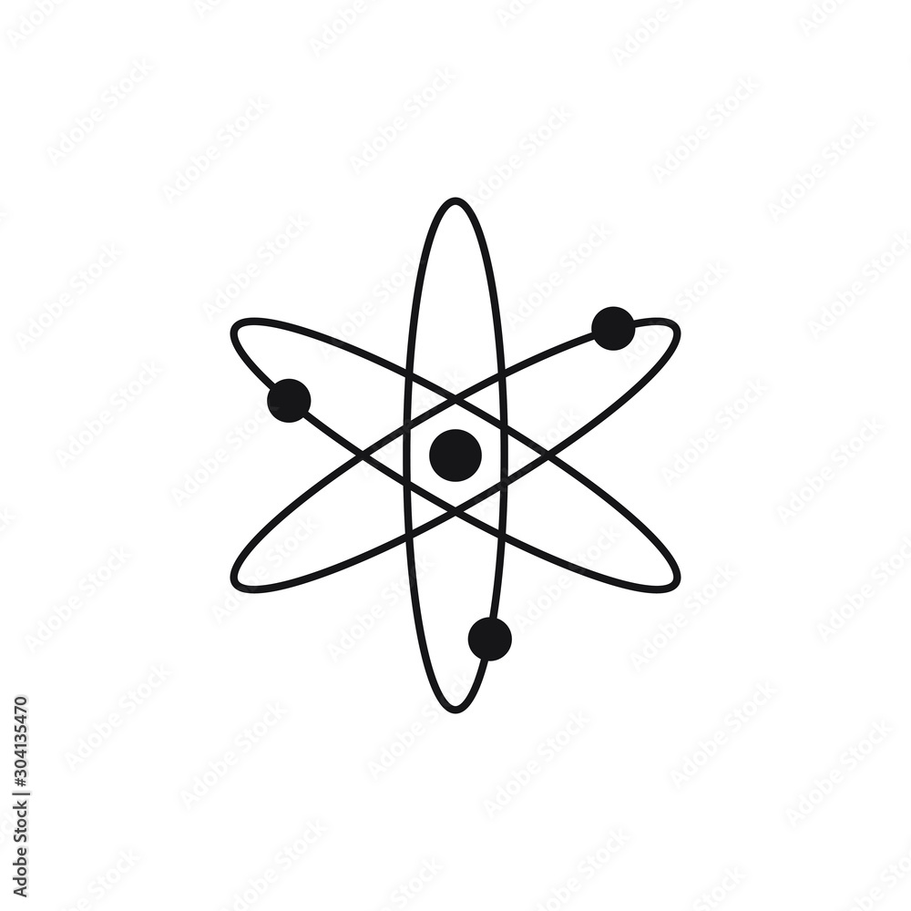 Chemistry icon, atom symbol design isolated on white background. Vector illustration Chemistry icon, atom symbol design isolated on white background. Vector illustration