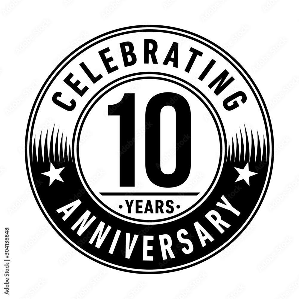 10 years logo. Ten years anniversary celebration design template. Vector and illustration.