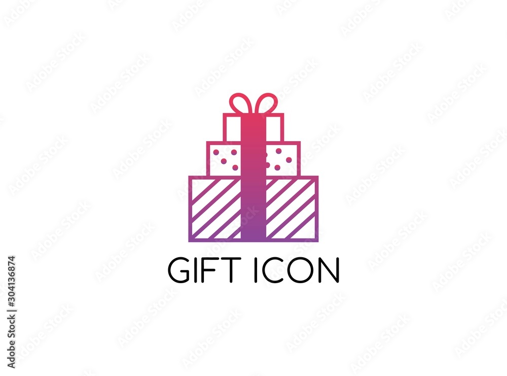 Simple and Lovely Icon of Gift with Modern Concept Isolated on White Background. Valentine, Birthday, Christmas and Happy New Year Gift Icon Symbol. Vector Illustration