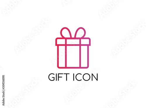 Simple and Lovely Gift Icon with Modern Concept. Designed in Outline Style Isolated on White Background. Very Suitable for Valentine, Christmas, Birthday and Happy New Year Gift Icon. Vector 