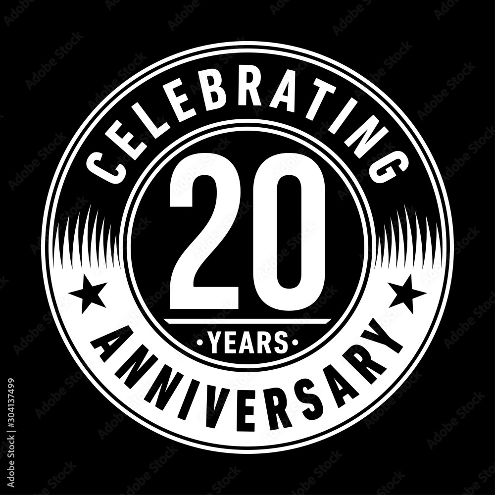 20 years logo. Twenty years anniversary celebration design template. Vector and illustration.