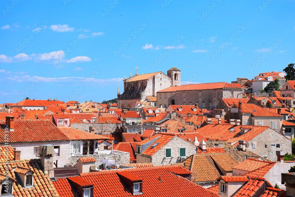 Red Roofs of Dubrovnik during a Beautiful Summer Day, Dubrovnik, Croatia