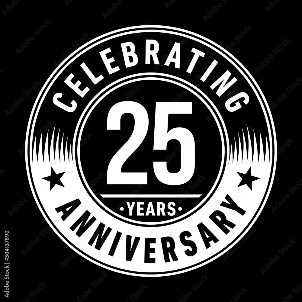 25 years logo. Twenty-five years anniversary celebration design template. Vector and illustration.