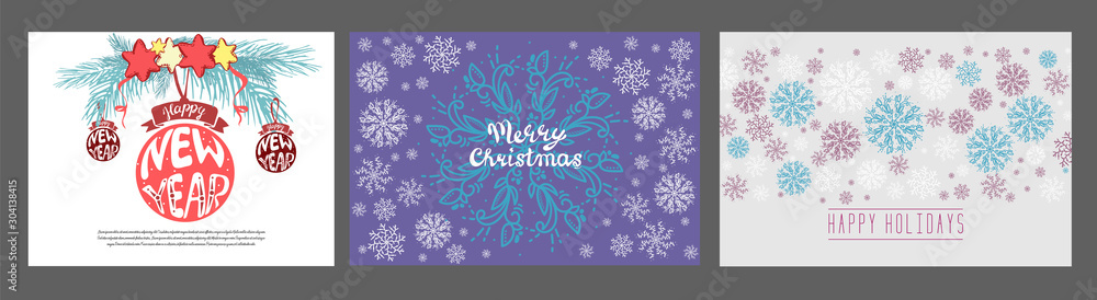 Cute hand drawn doodle Christmas cards, brochures, postcards with christmas, balls, snow snowflake. Christmas holiday background, elements. Cute hand drawn doodle Christmas cards, brochures, postcards with christmas, balls, snow snowflake. Christmas holiday background, elements.