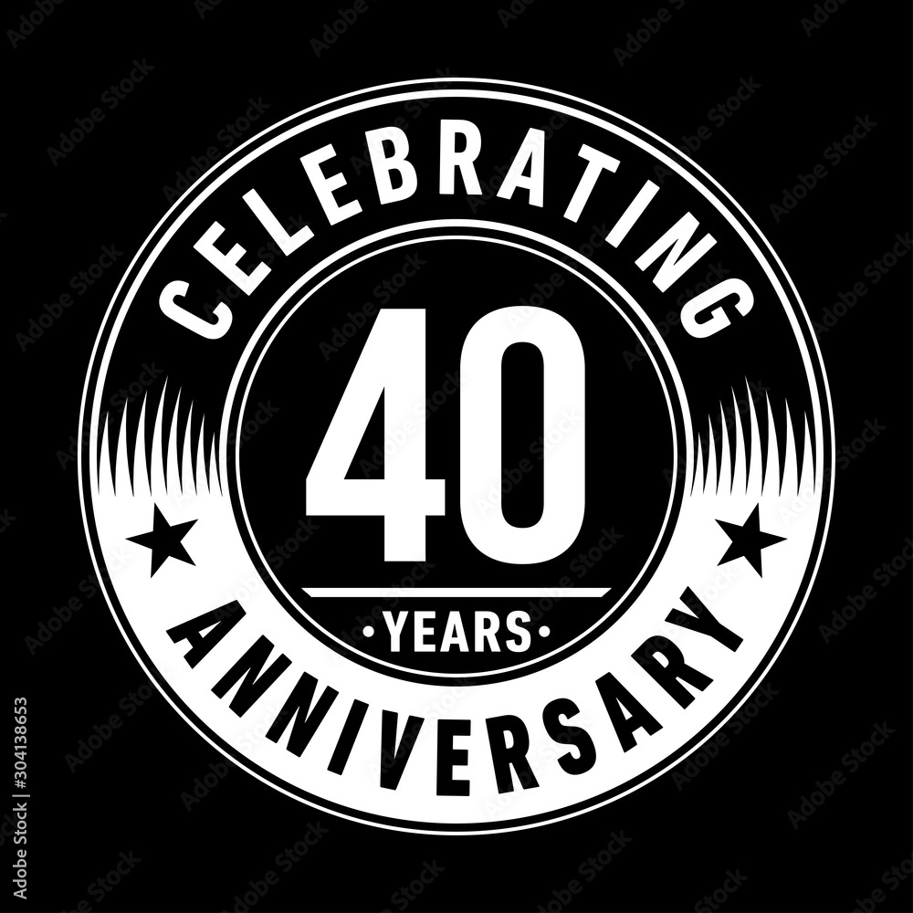 40 years logo. Forty years anniversary celebration design template. Vector and illustration.