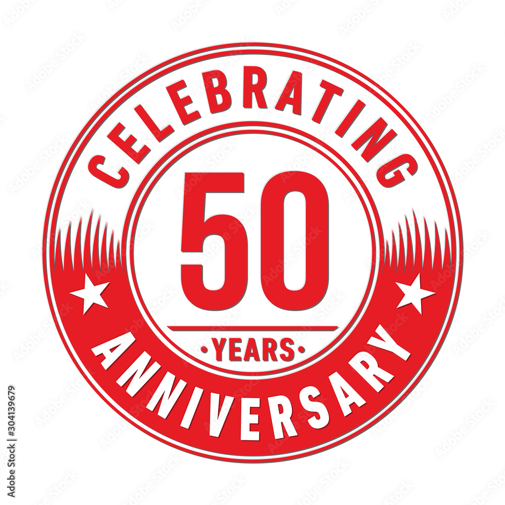 50 years logo. Fifty years anniversary celebration design template. Vector and illustration.
