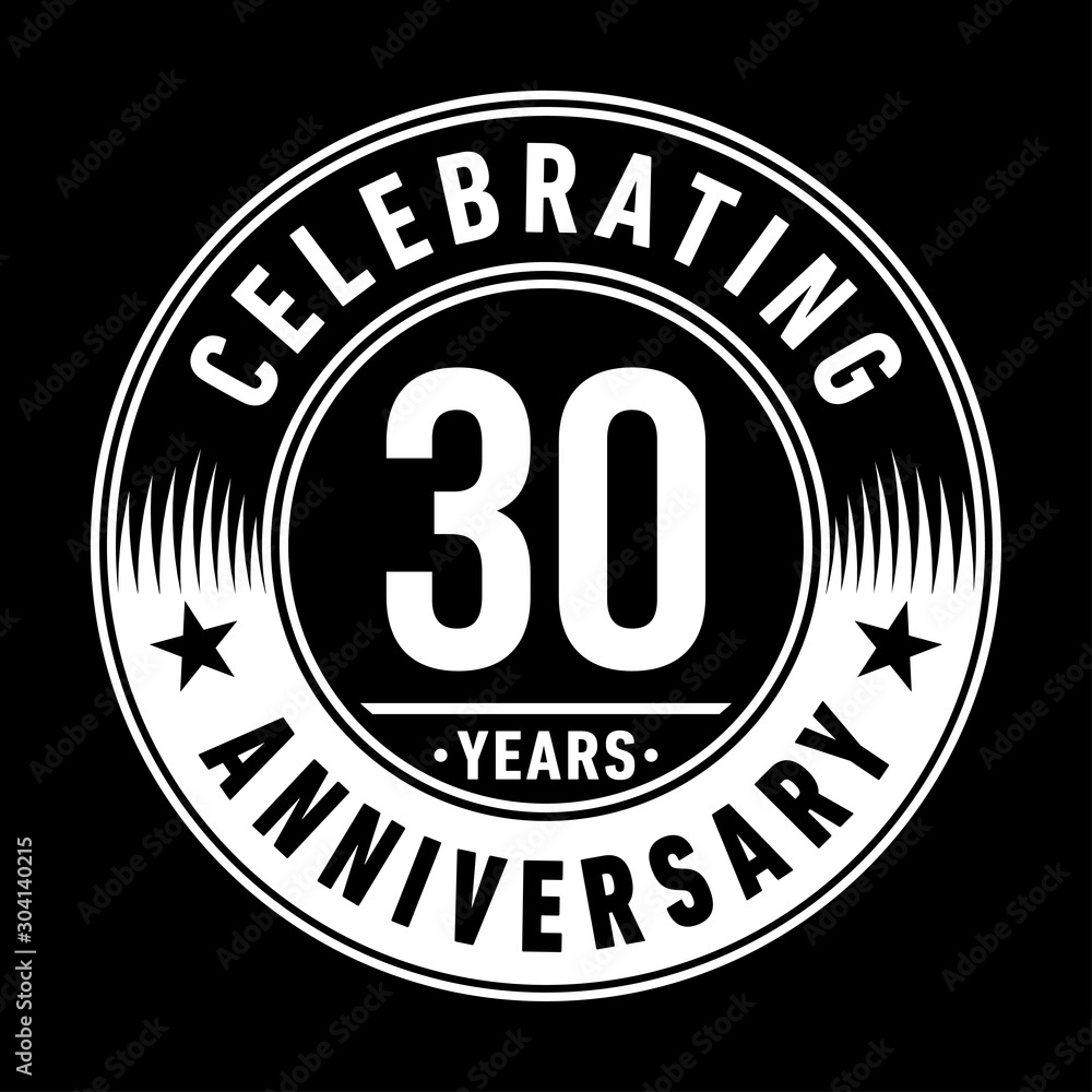 30 years logo. Thirty years anniversary celebration design template. Vector and illustration.