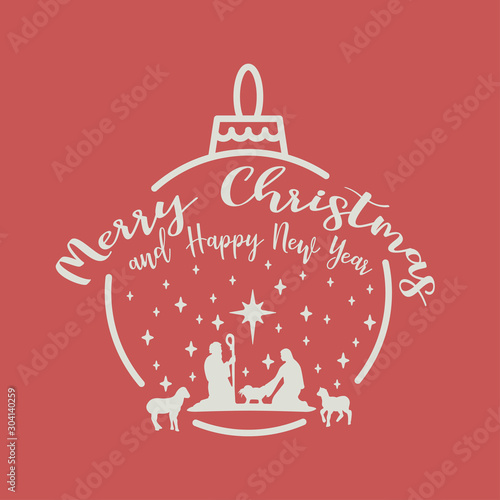 Christmas cribe scene on ball