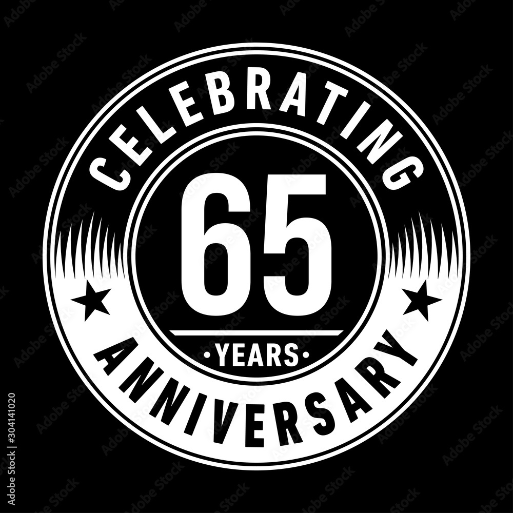 Fototapeta premium 65 years logo. Sixty-five years anniversary celebration design template. Vector and illustration.