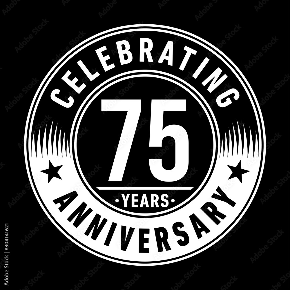 75 years logo. Seventy-five years anniversary celebration design template. Vector and illustration.