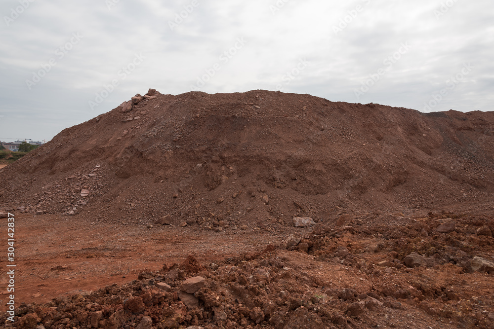 Earthwork sediment pile closeup in quarry Earthwork sediment pile closeup in quarry