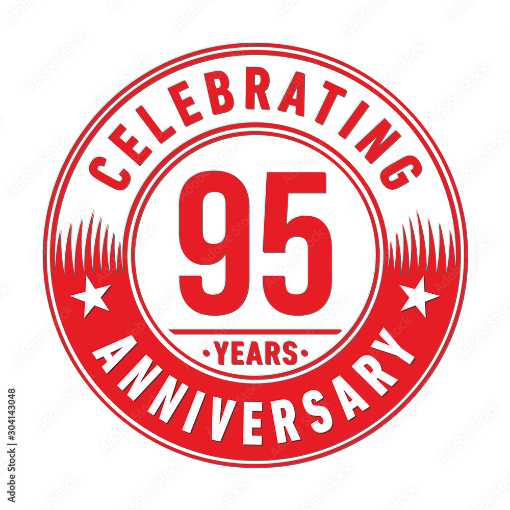 95 years logo. Ninety-five years anniversary celebration design template. Vector and illustration.