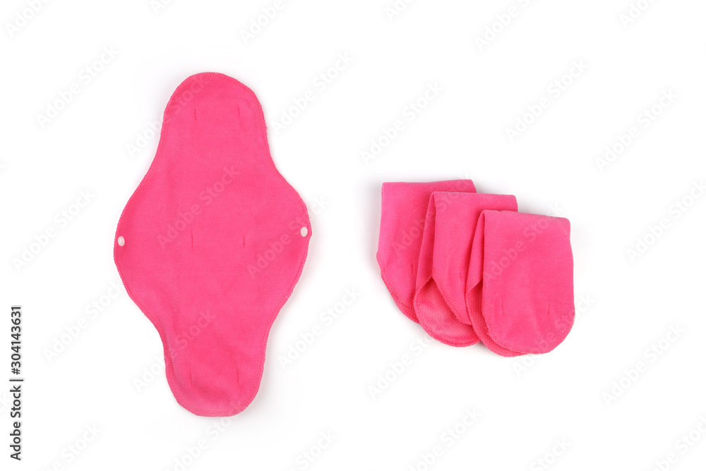 Reusable sanitary napkin pads on white background Reusable sanitary napkin pads on white background