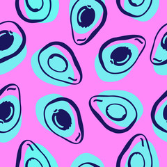 Acrylglasbilder Avocadomuster Neon Avocado Muster Vektor Abstrakt  © Ema Martin