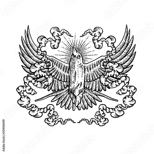 flying swallow engraving art design