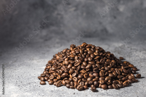 coffee beans on gray stone abstract background
