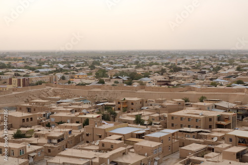 Panoramic view of Khiva (Chiva, Heva, Xiva, Chiwa, Khiveh) - Xorazm Province - Uzbekistan - Town on the silk road in Central Asia © Dynamoland