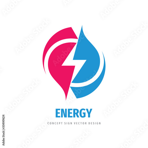 Power energy lightning - concept business logo template vector illustration. Abstract shapes in circle creative sign. Cooperation symbol. Graphic design element.