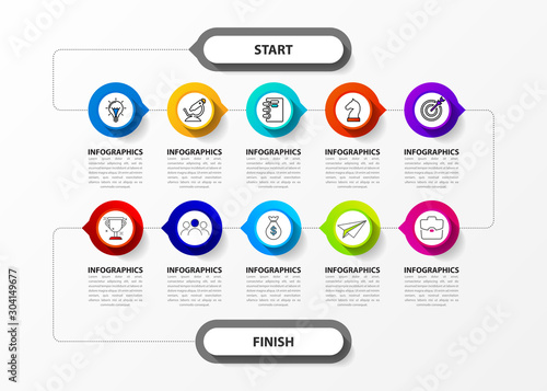 Infographic design template. Creative concept with 10 steps