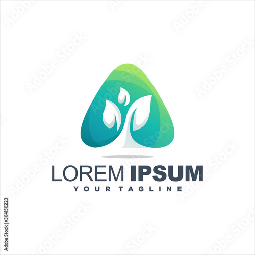 awesome triangle plant logo design