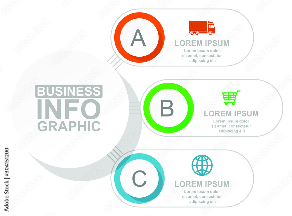 Business presentation, circular infographic template, web diagram in 3 options, vector illustration in eps 10 Business presentation, circular infographic template, web diagram in 3 options, vector illustration in eps 10