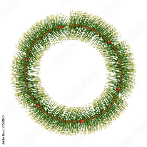 wreath of leafs tropical for christmas decoration design