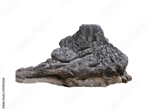 A strange shaped stone isolated on white background. The limestone and shale are mixed together in a strange shape, 