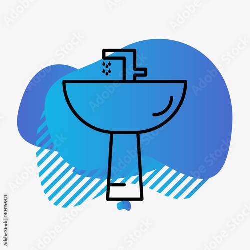 Wash Basin Icon Isolated On Abstract Background