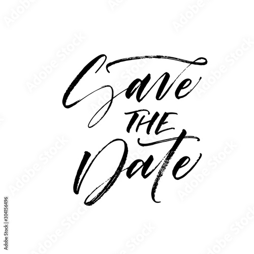 Save the date card. Modern vector brush calligraphy. Ink illustration with hand-drawn lettering. 
