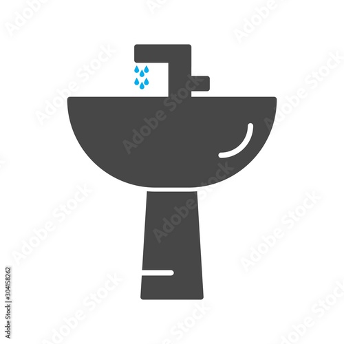 Wash Basin Icon Isolated On Abstract Background