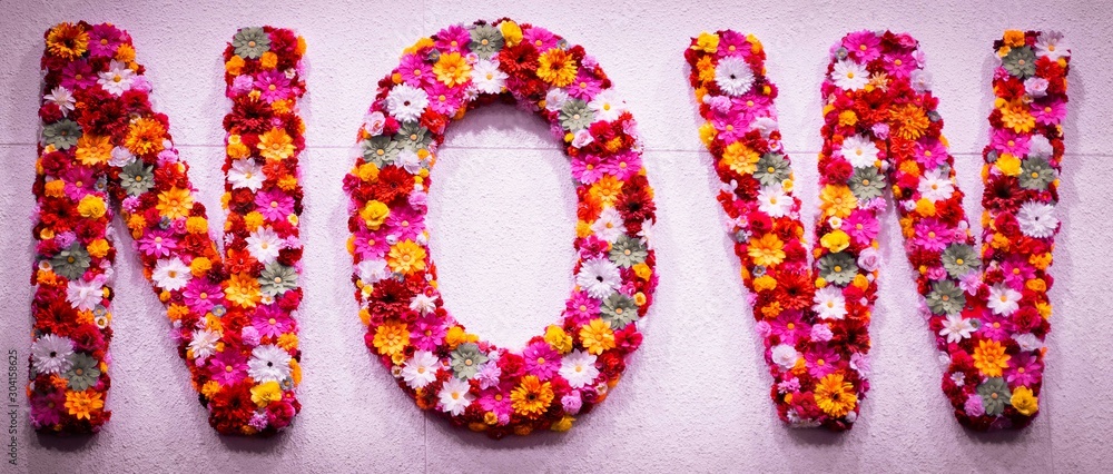 WORD NOW FLOWERS DECORATION MESSAGE