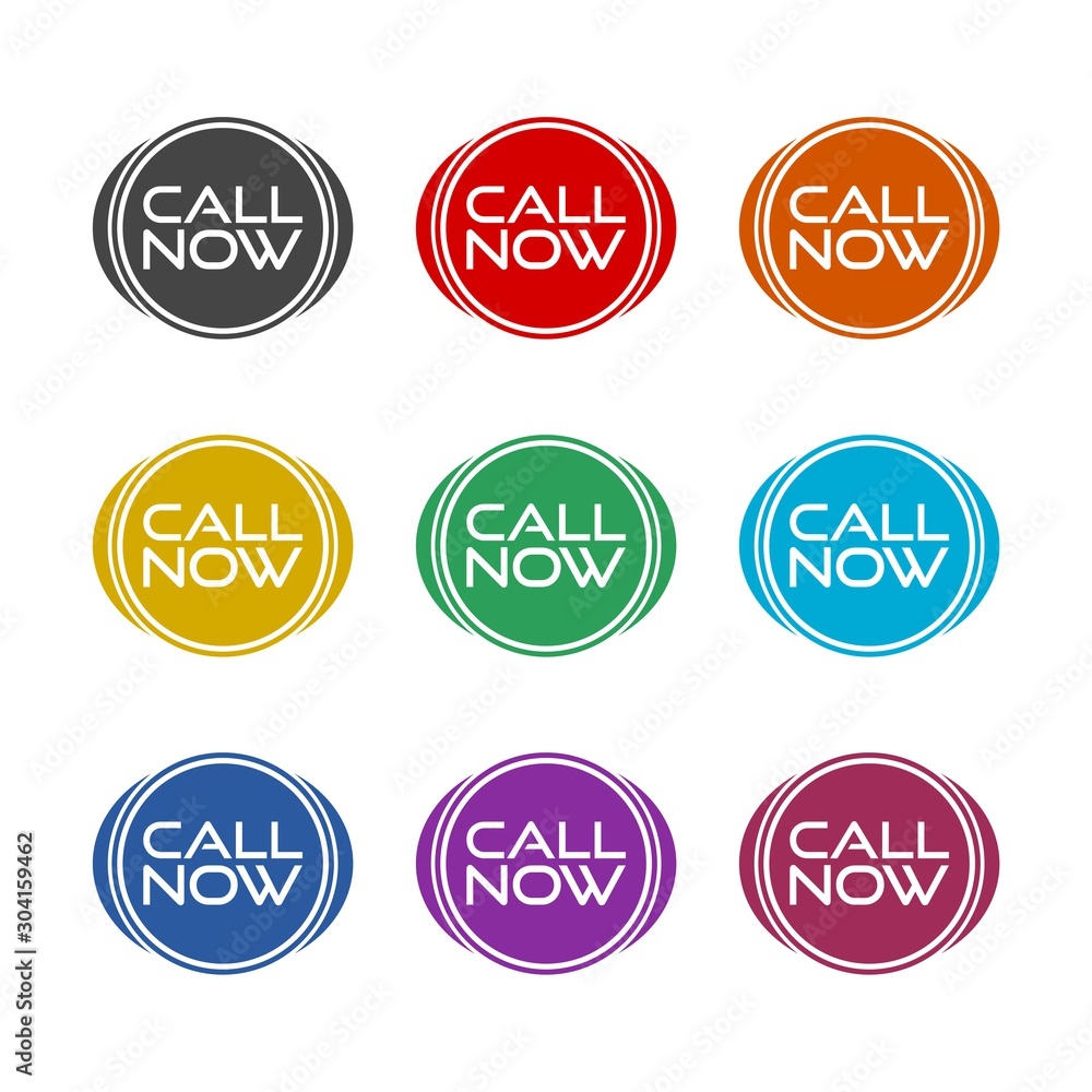 Call now color button set illustration isolated over white Call now color button set illustration isolated over white