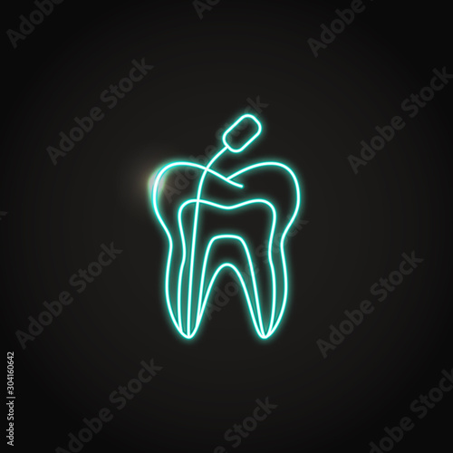 Neon root canal treatment icon in line style
