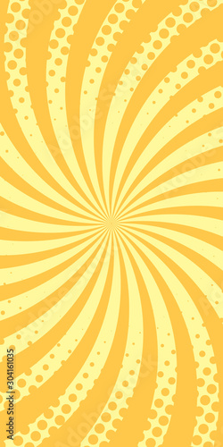 Comic book vertical background. Swirl halftone pattern in retro pop art style