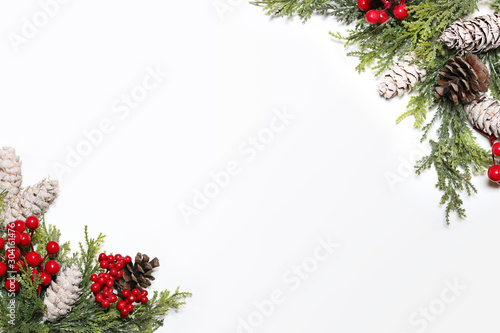christmas holiday pine cone and garland border background