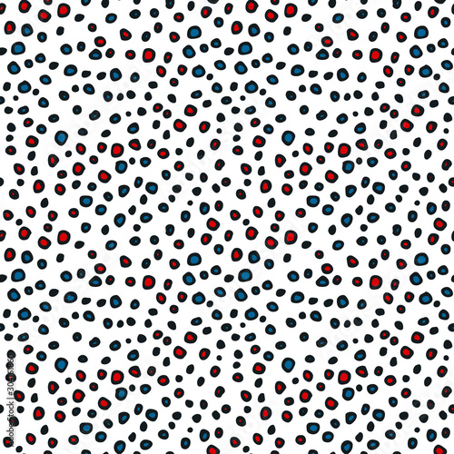 Seamless abstract pattern with spots and dots.  Avan-garde cute cartoon background. Abstractionism style. photo
