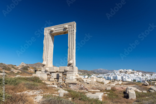 Portara and Apollo temple Ruins in Chora, Naxos - Cyclades Greece