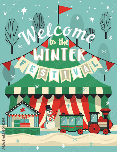 Winter festival welcome invitation vector poster