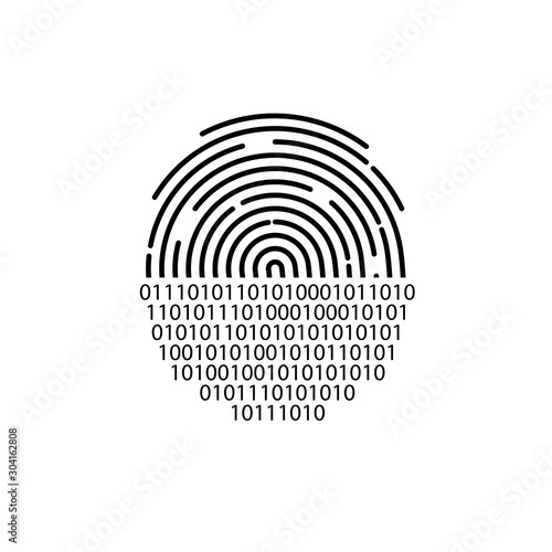 Fingerprint scanning and binary code. Digital security authentication concept. Biometric authorization. Identification. id