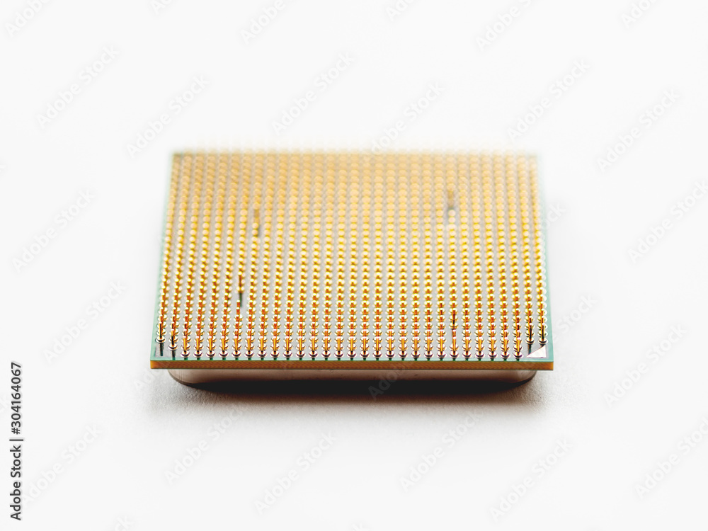 Central Computer Processor. CPU on white background. Technological detail of personal computer. Central Computer Processor. CPU on white background. Technological detail of personal computer.