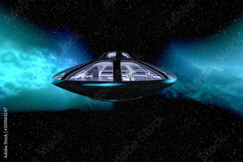 Fototapeta Naklejka Na Ścianę i Meble -  ufo space ship floating on space