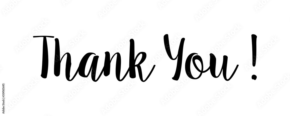 Thank You text hand drawn lettering calligraphic isolated on white ...