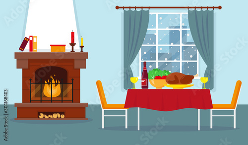 Living room with fireplace and furniture.