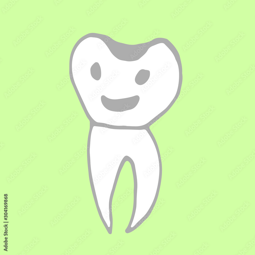 Cute happy cartoon tooth being cleaned with brush, and water set. Hand drawn line art cartoon vector illustration. Cute happy cartoon tooth being cleaned with brush, and water set. Hand drawn line art cartoon vector illustration.