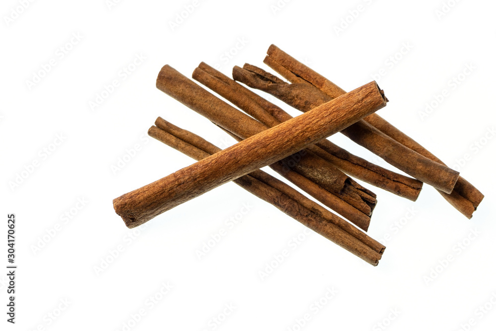 Cinnamon sticks on a white background Cinnamon sticks on a white background